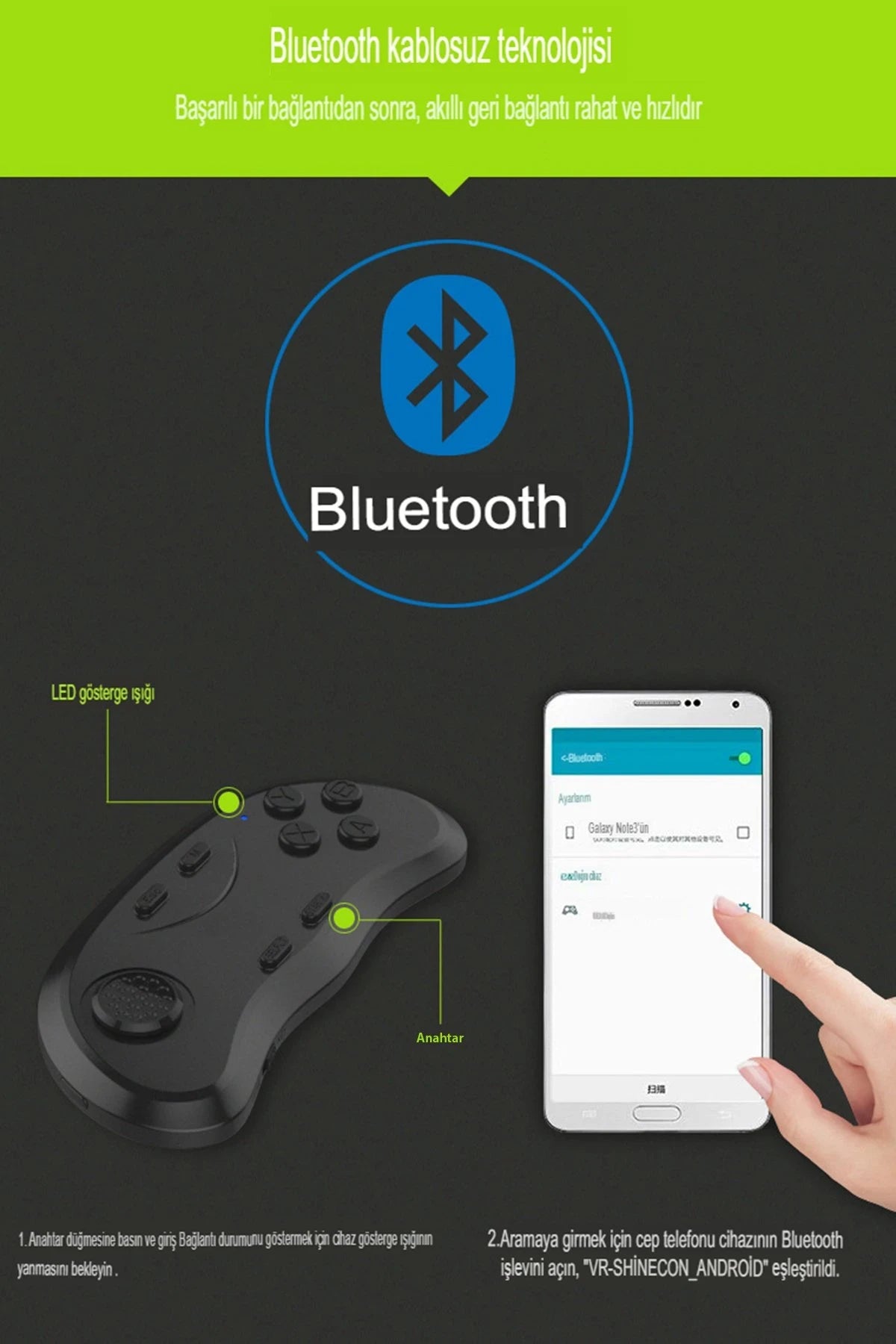 Shinecon SC-B01 – Bluetooth VR Kumandası: Mini Boyut, Geniş Kontrol