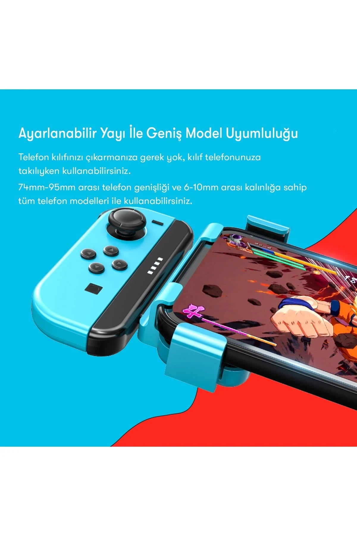 Memo N1 – Joycon Stili Telefon Tutucu: Kızıl-Mavi Enerji, Esnek Kavrayış