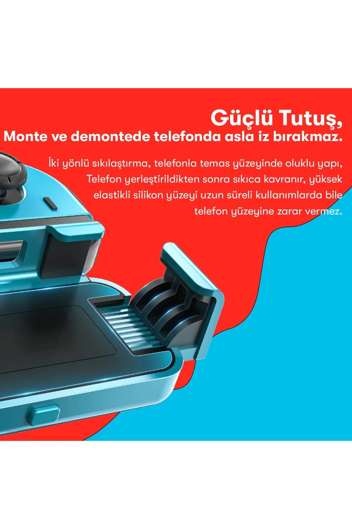 Memo N1 – Joycon Stili Telefon Tutucu: Kızıl-Mavi Enerji, Esnek Kavrayış