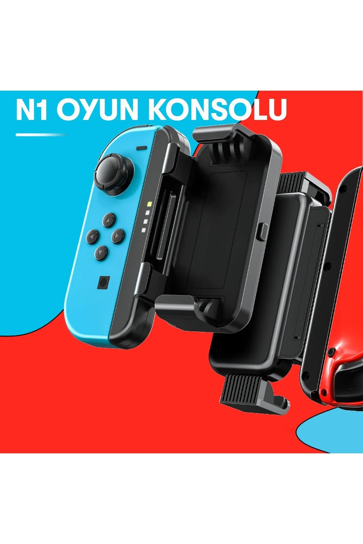 Memo N1 – Joycon Stili Telefon Tutucu: Kızıl-Mavi Enerji, Esnek Kavrayış