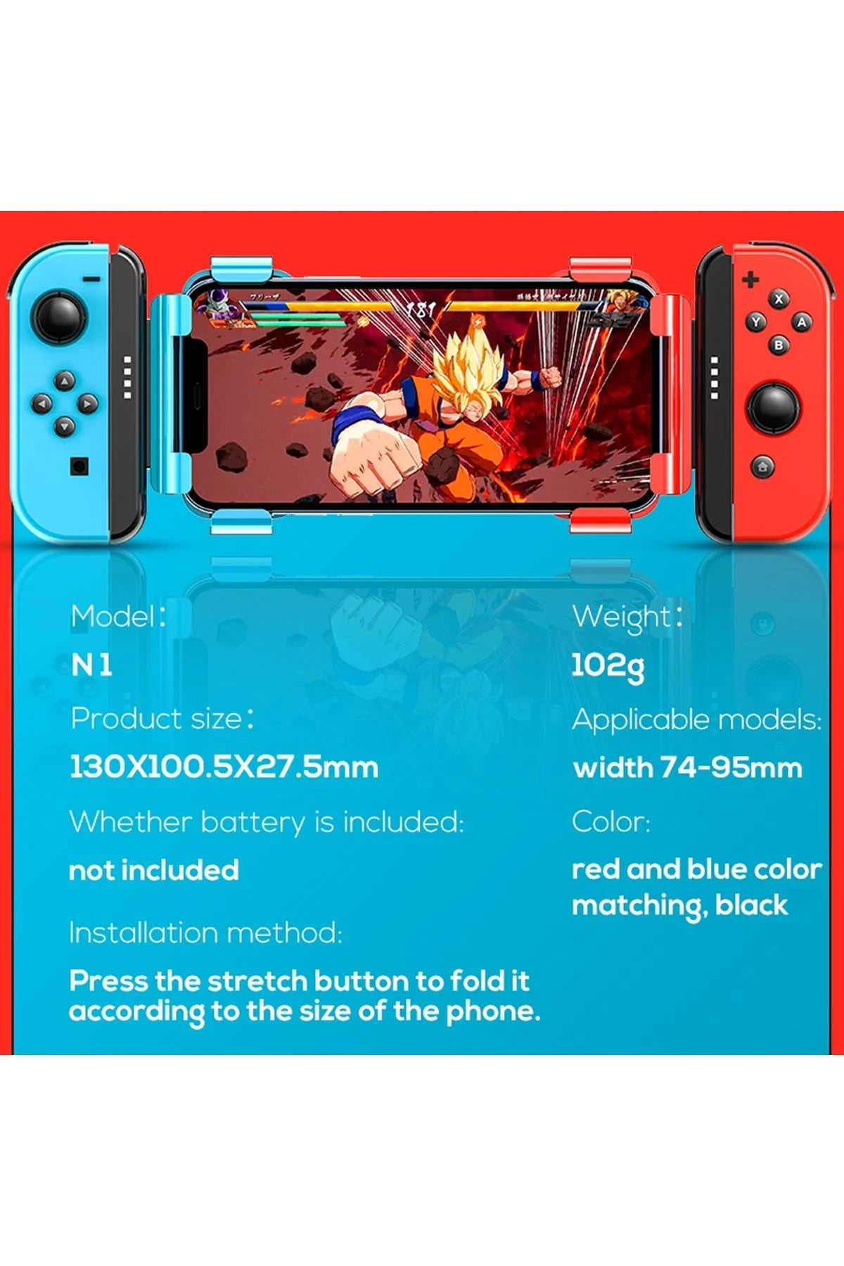 Memo N1 – Joycon Stili Telefon Tutucu: Kızıl-Mavi Enerji, Esnek Kavrayış
