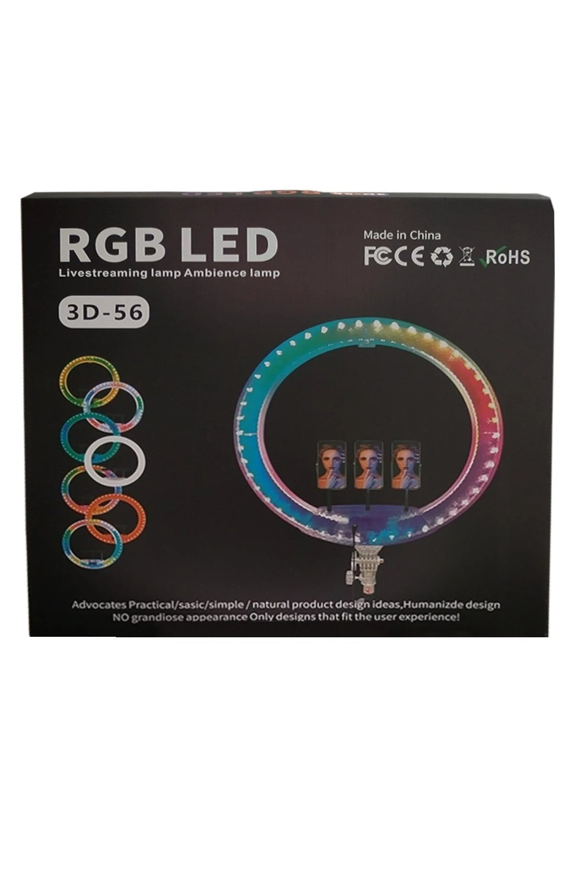 RD56 Diamond – 56 cm RGB Selfie Işığı | 2,1 m Tripod, Parlaklık & Renk Kontrol, Gölgesiz Işık
