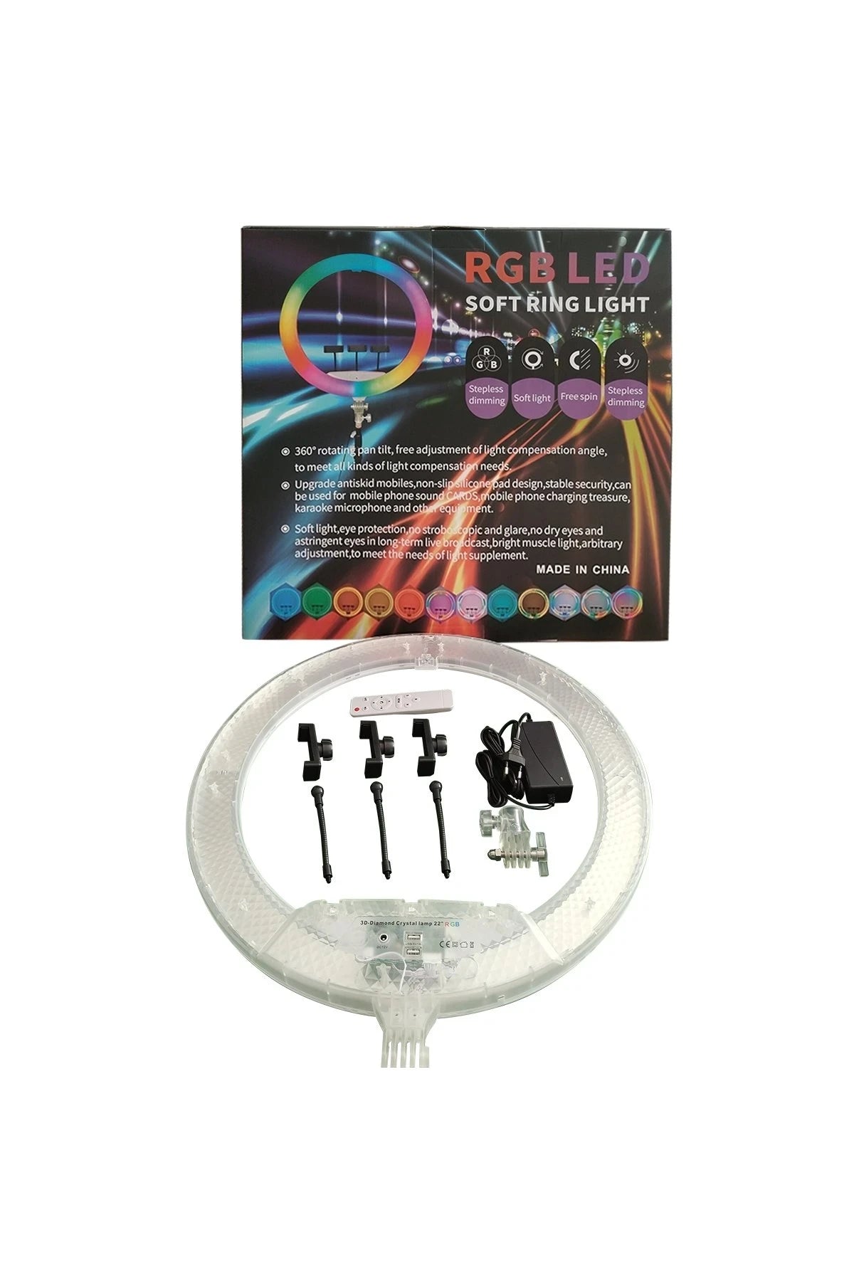 RD45 Diamond – 45 cm RGB Selfie Işığı (2.1 m Tripod, Parlaklık & Renk Kontrol, Gölgesiz & Sarsıntısız)
