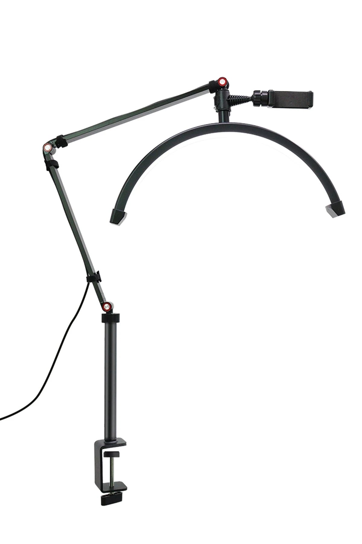 HD-M3X – Yarım Ay LED Güzellik Işığı (180 LED, Bi-Color 3200–5600 K, Masa Klipsi)