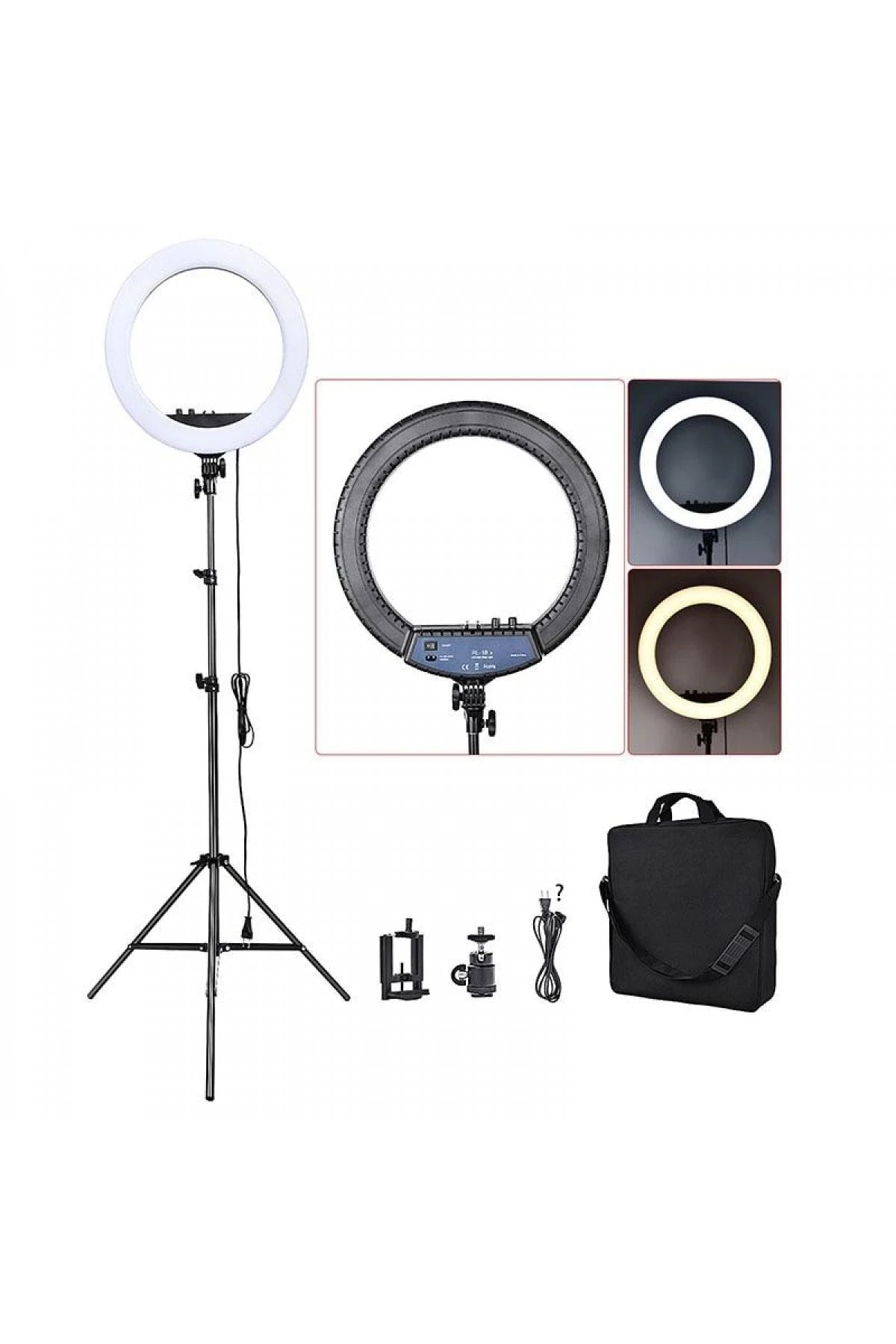 RL-18 Tripodlu Selfie Ring Light – Parlaklık, Renk Sıcaklığı & Açı Kontrol Sağlayan 45 cm Işık Halkası