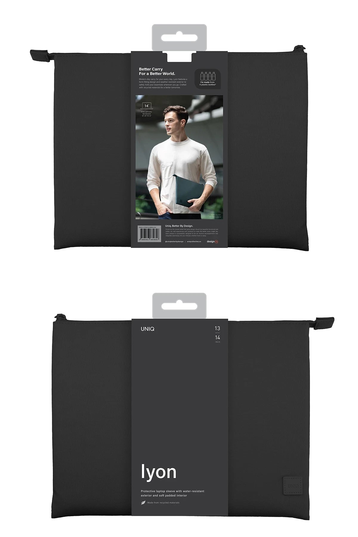 Lyon 16″ Su Geçirmez rPET Laptop Kılıf – Şok Emici İnce Tasarım & Fold-and-Lock Fermuar