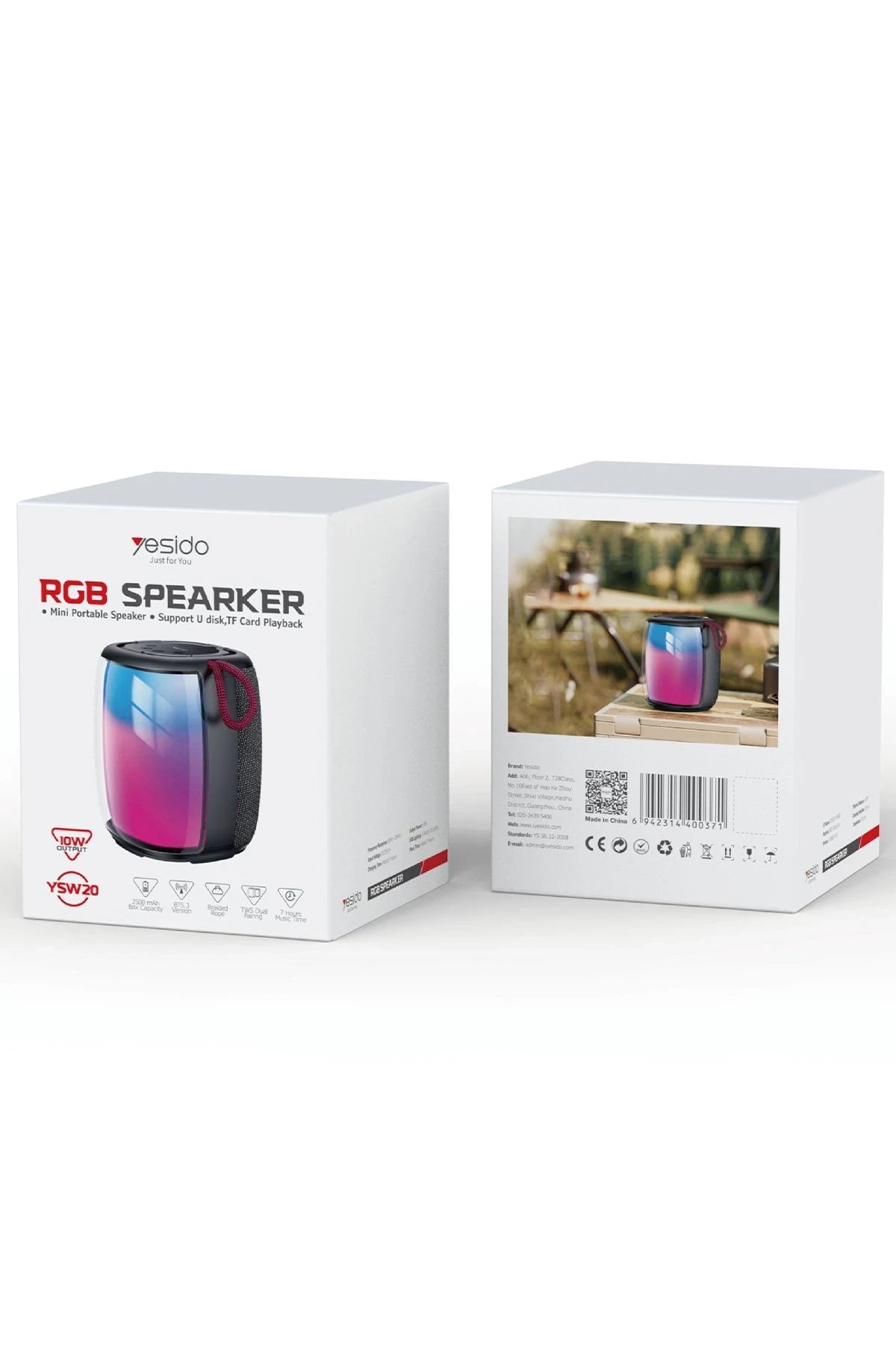 YSW20 – 10 W RGB Bluetooth Hoparlör | 2500 mAh Batarya & TWS Stereo Seçeneği