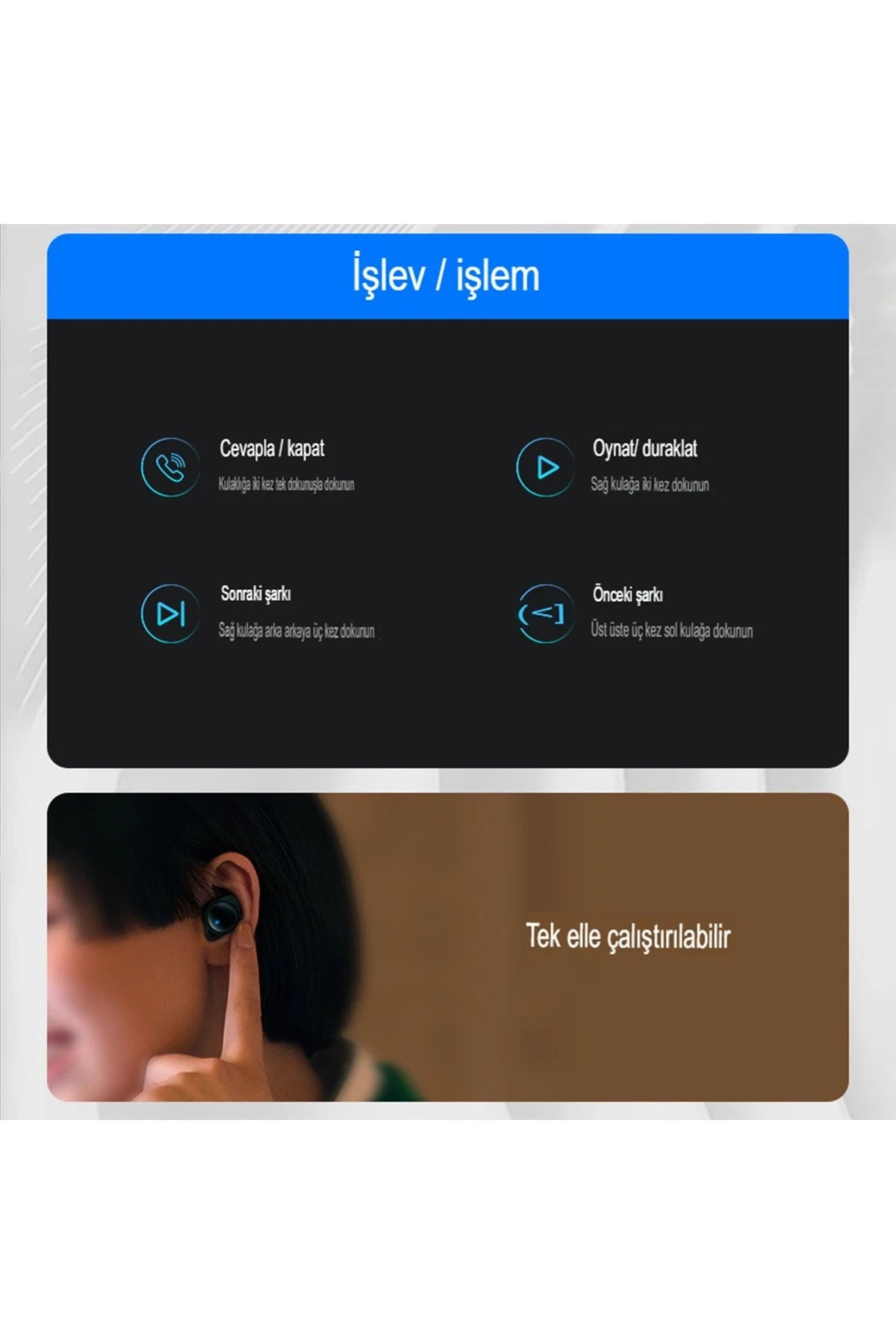 TWS20 – Bluetooth 5.3, Dokunmatik Kontrol, IP54 Suya Dayanıklı TWS Earbuds