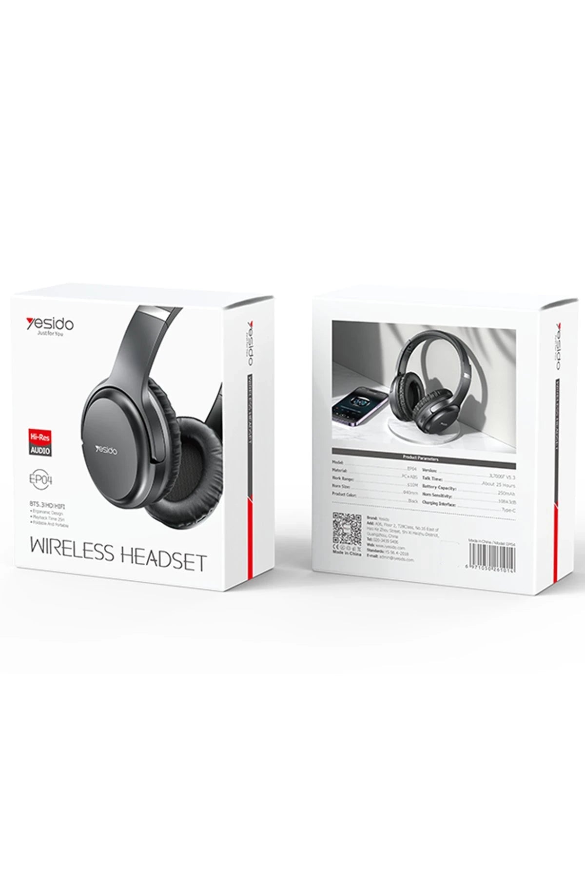 EP04 – Bluetooth 5.3, Katlanabilir Over-Ear Kulaklık | Type-C Şarj | 20 Saat Oynatma
