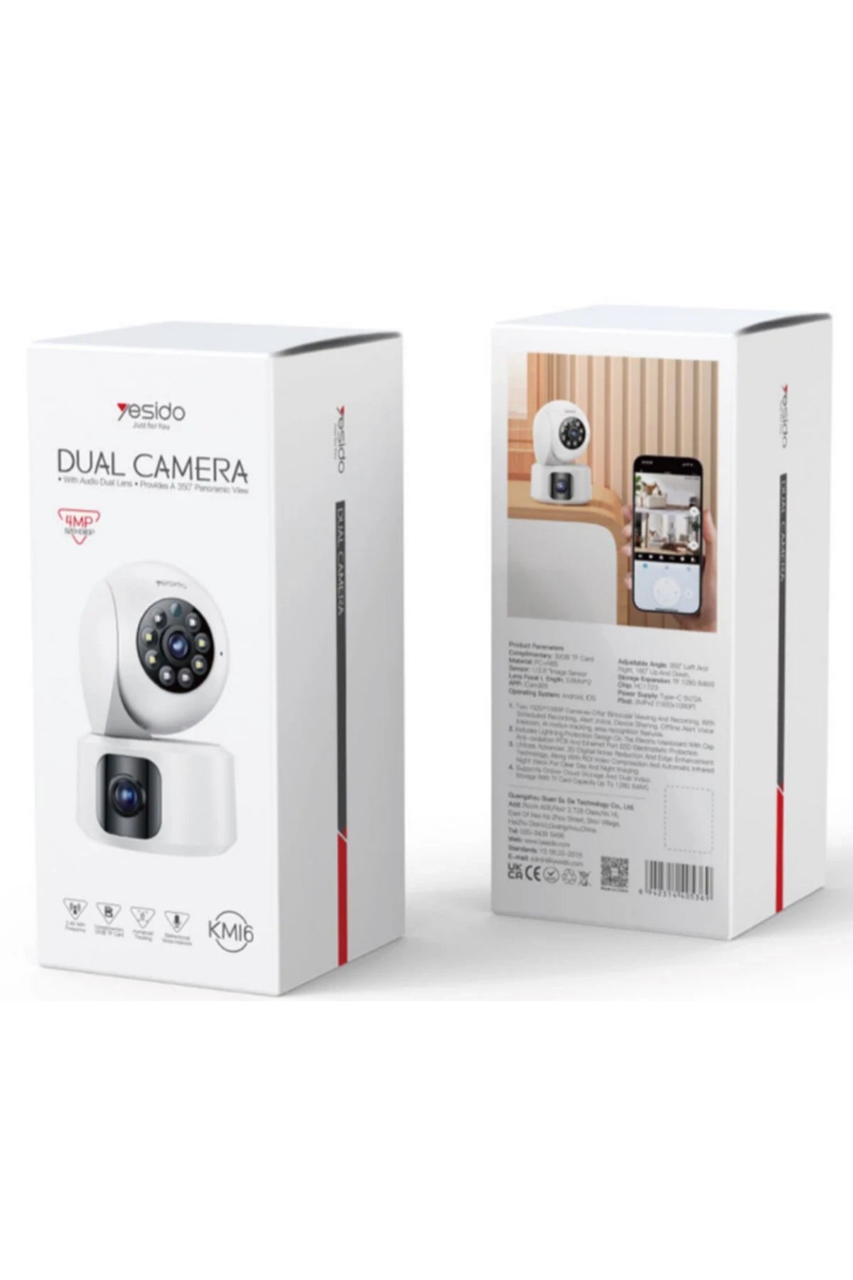 KM16 1080P 4MP Wifi 360 Gece Görüş Dual Kamera