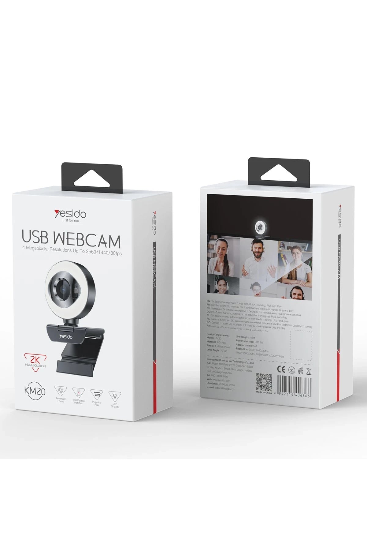 KM20 2K 4MP Led Aydınlatmalı USB Web Kamera