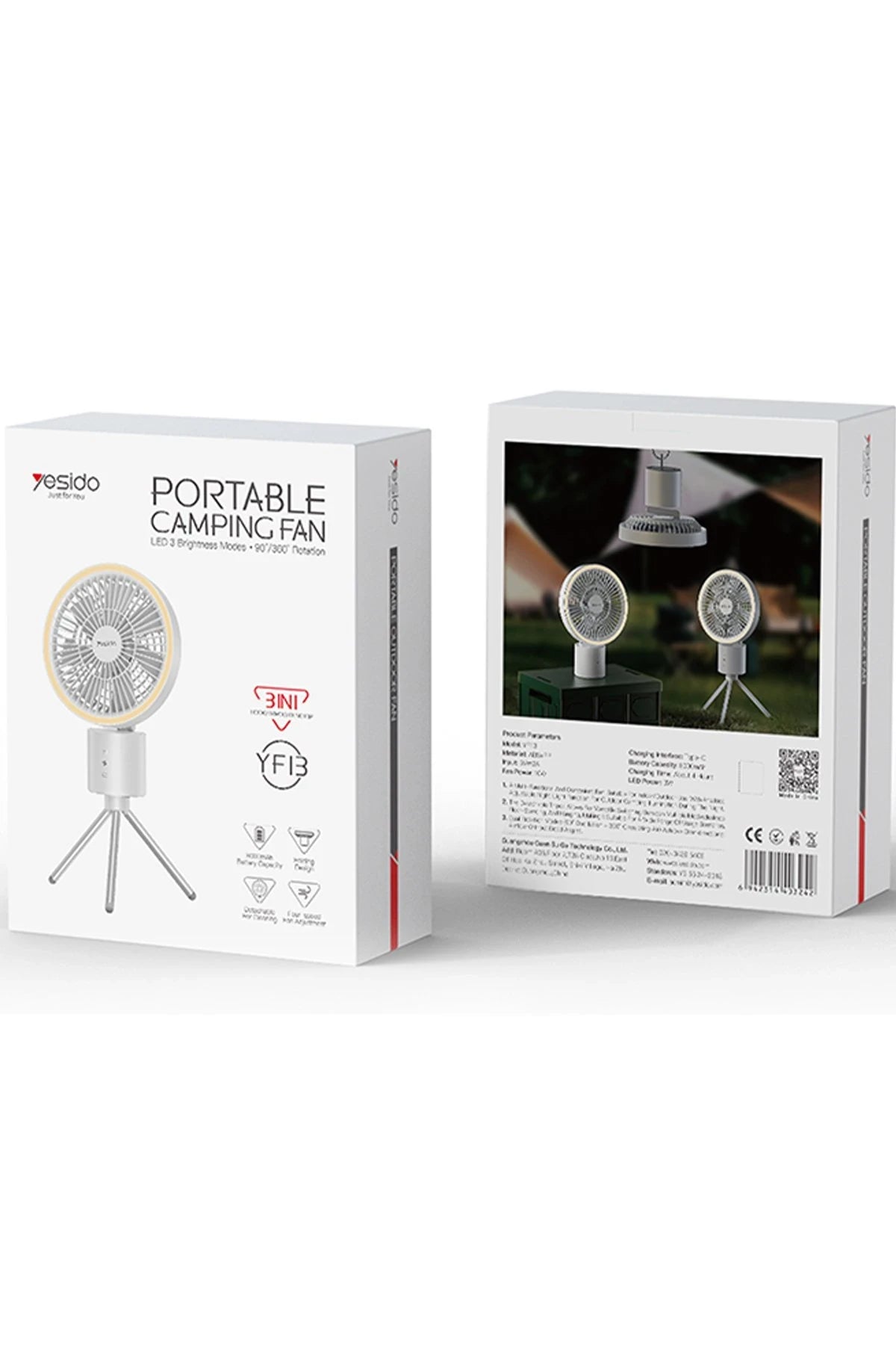 YF13 Led Işıklı Katlanabilir Ayaklı Masaüstü Soğutma Fanı